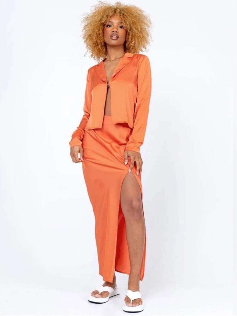Princess Polly Satin Orange Two-Piece Set